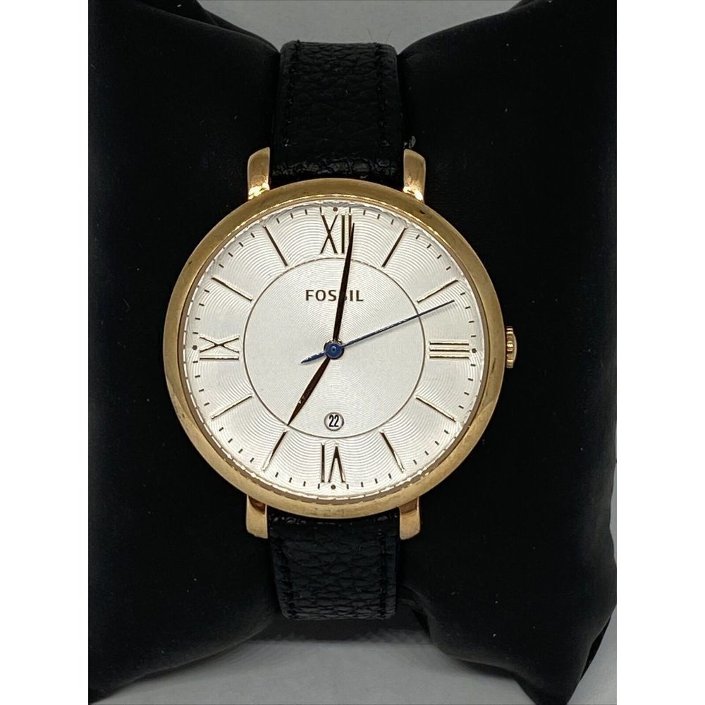 Fossil ES3843 Women's Black Leather Analog Dial Quartz Genuine Watch QB470